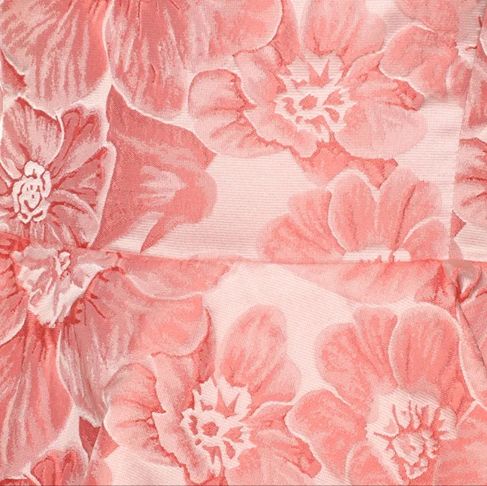 NWT Fashionable Fit Pink Floral Jacquard Peplum Romper. Size XL - Picture 5 of 7